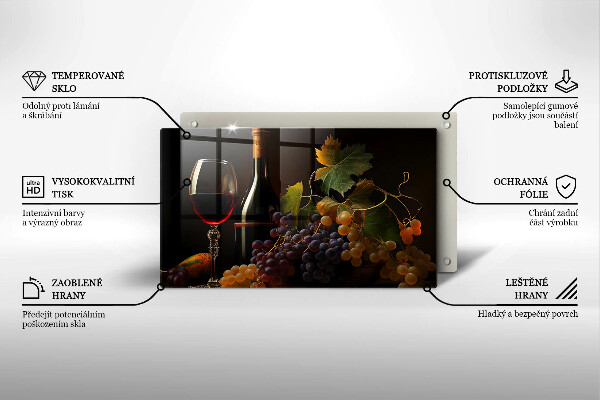 Glass worktop saver A glass of wine and grapes