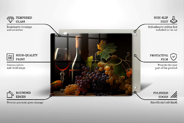 Glass worktop saver A glass of wine and grapes