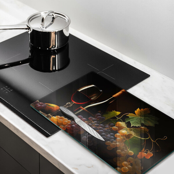 Glass worktop saver A glass of wine and grapes