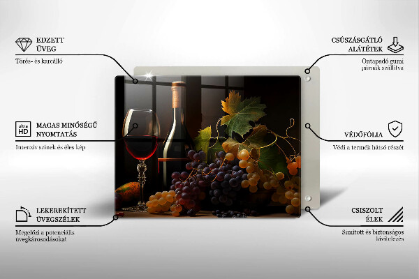 Glass worktop saver A glass of wine and grapes