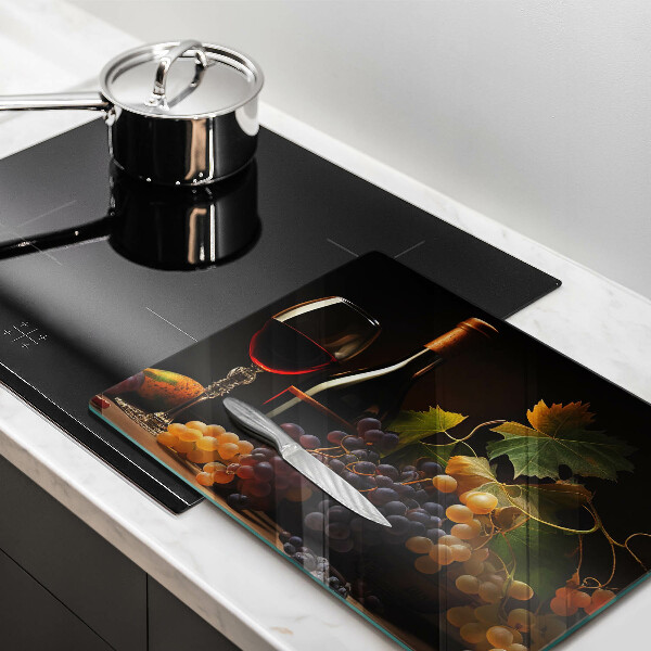 Glass worktop saver A glass of wine and grapes