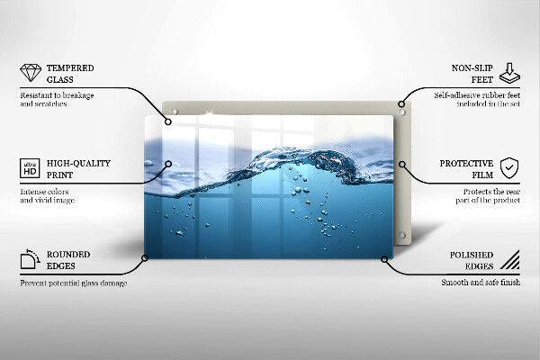 Glass worktop saver Blue water