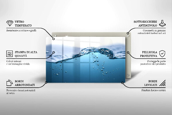 Glass worktop saver Blue water