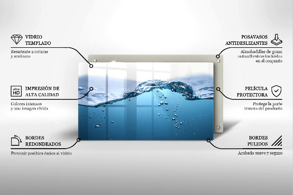 Glass worktop saver Blue water