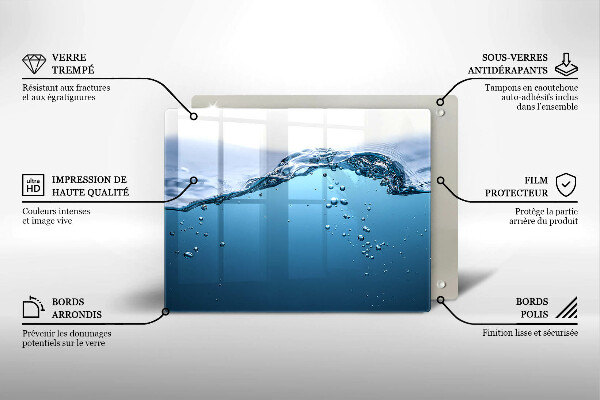 Glass worktop saver Blue water