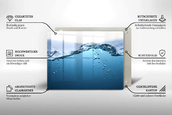 Glass worktop saver Blue water