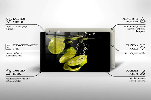 Glass worktop saver Lime in water