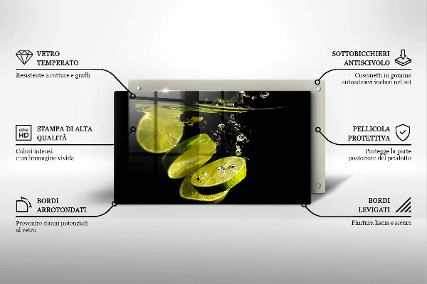 Glass worktop saver Lime in water