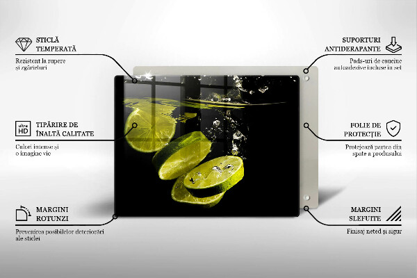 Glass worktop saver Lime in water