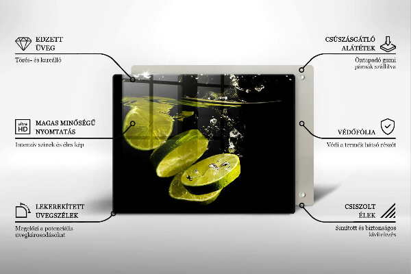 Glass worktop saver Lime in water