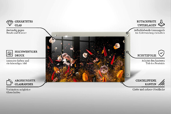 Glass worktop saver Hot spices