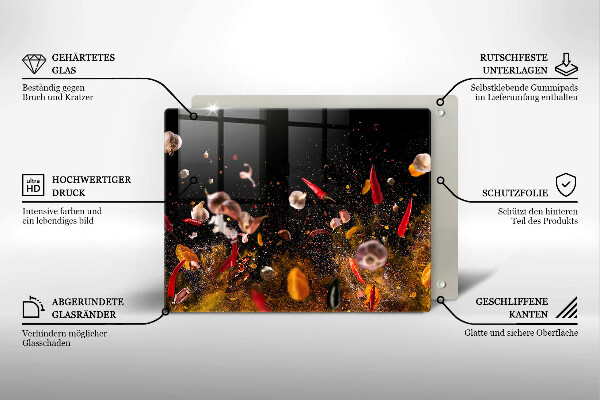 Glass worktop saver Hot spices