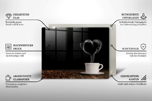 Induction hob protector Coffee cup heart