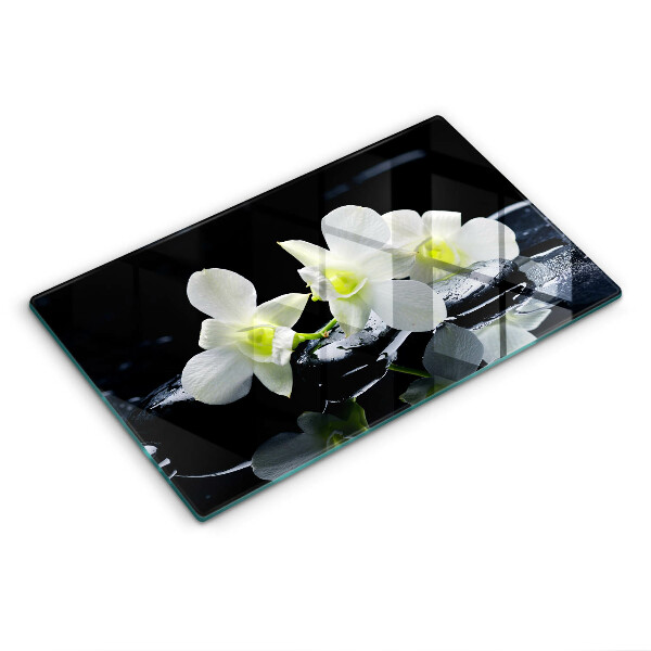 Induction hob protector Zen white flowers in water