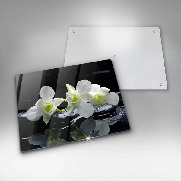 Induction hob protector Zen white flowers in water