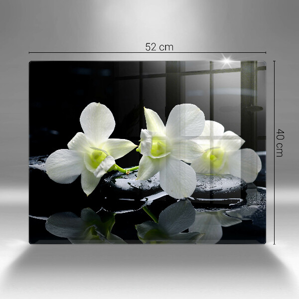 Induction hob protector Zen white flowers in water