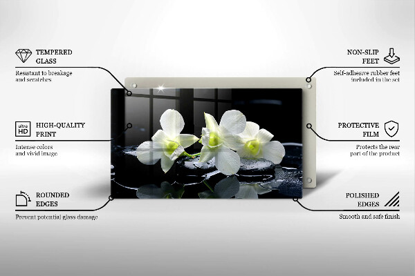 Induction hob protector Zen white flowers in water