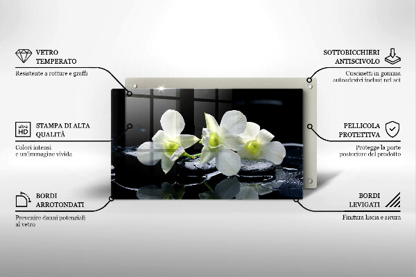 Induction hob protector Zen white flowers in water