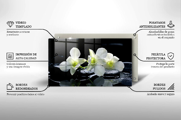 Induction hob protector Zen white flowers in water