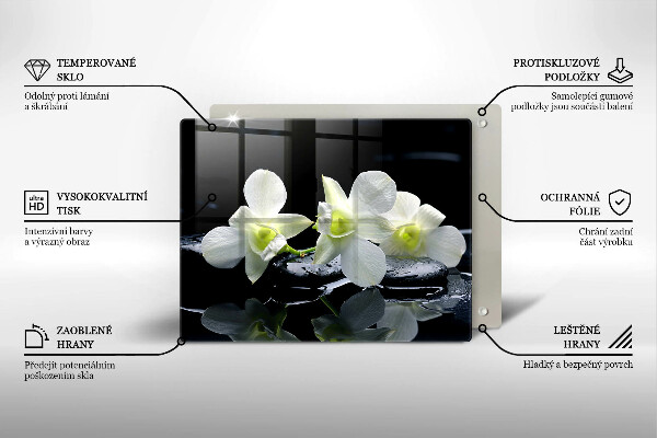 Induction hob protector Zen white flowers in water