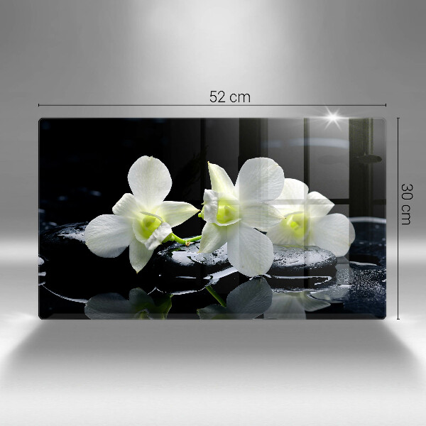 Induction hob protector Zen white flowers in water