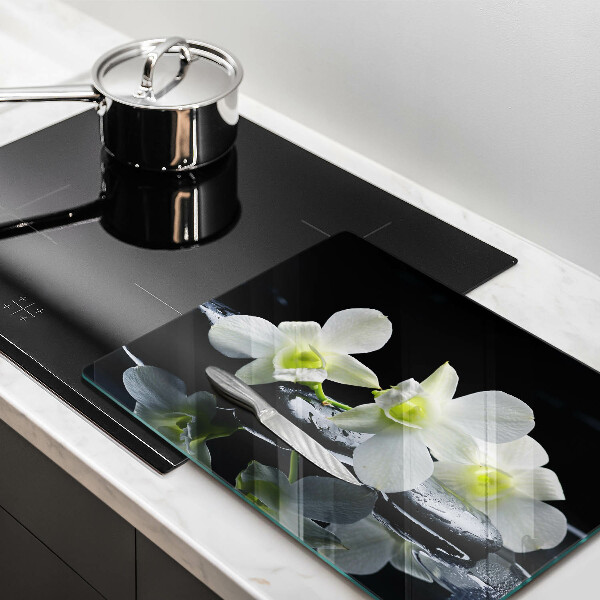 Induction hob protector Zen white flowers in water