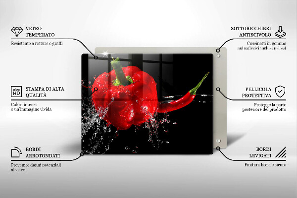 Induction hob protector Red peppers in water