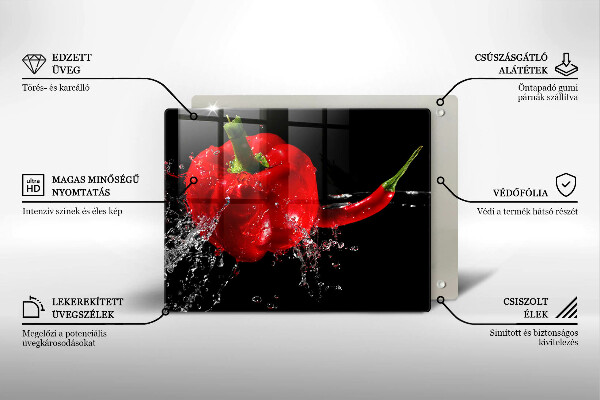 Induction hob protector Red peppers in water