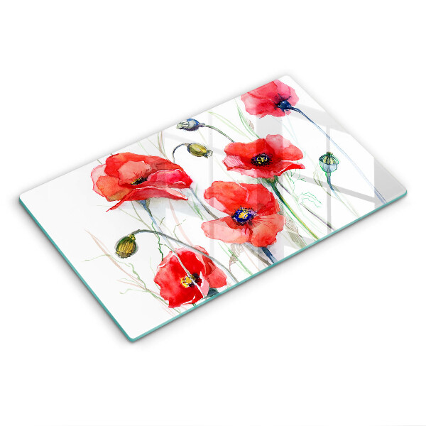 Induction hob protector Red flowers