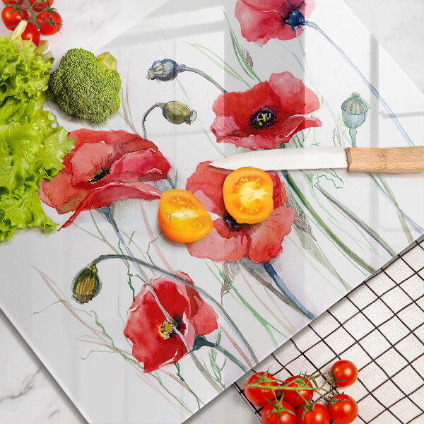 Induction hob protector Red flowers