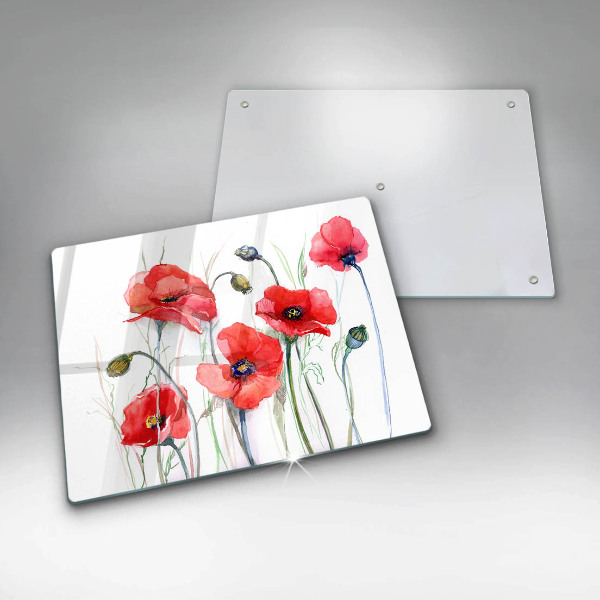 Induction hob protector Red flowers