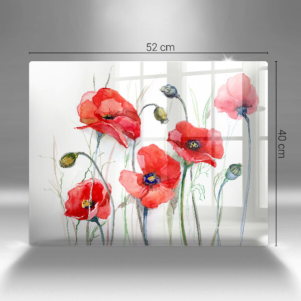 Induction hob protector Red flowers