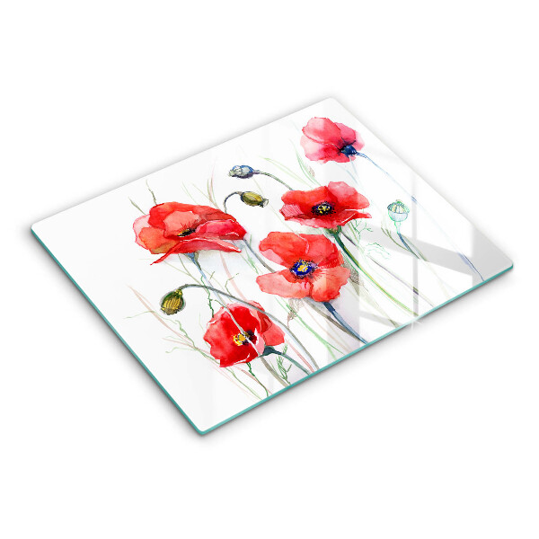 Induction hob protector Red flowers