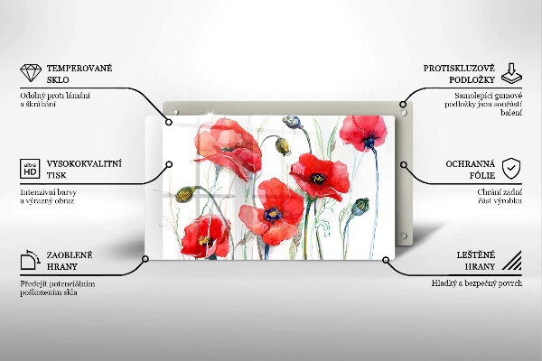 Induction hob protector Red flowers