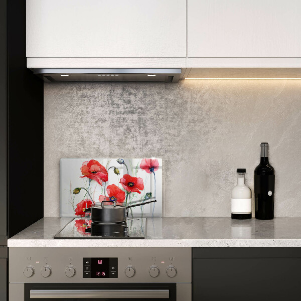 Induction hob protector Red flowers