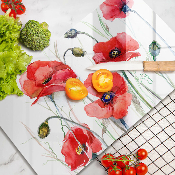 Induction hob protector Red flowers