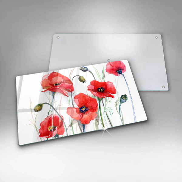 Induction hob protector Red flowers