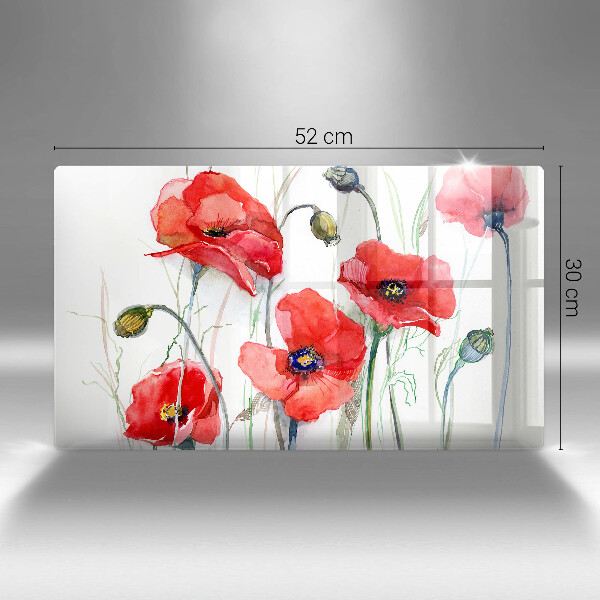 Induction hob protector Red flowers