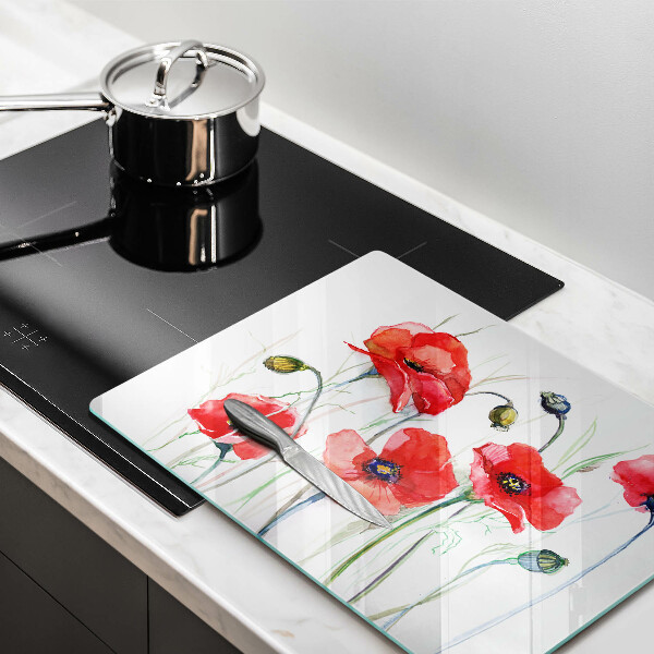 Induction hob protector Red flowers