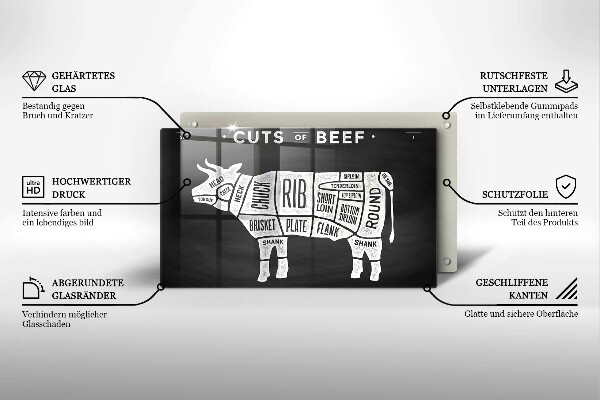 Kitchen worktop saver Cow meat beef
