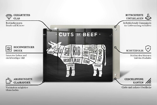 Kitchen worktop saver Cow meat beef