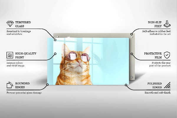 Kitchen worktop saver Rudy Cat with glasses