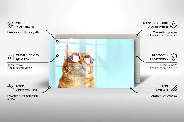 Kitchen worktop saver Rudy Cat with glasses