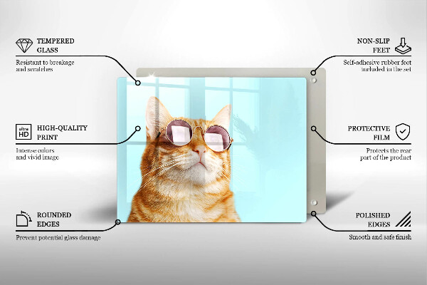 Kitchen worktop saver Rudy Cat with glasses