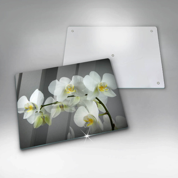 Induction hob protector White orchid flowers