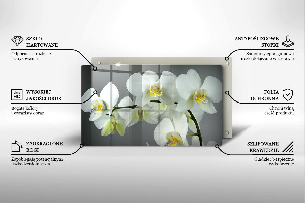 Induction hob protector White orchid flowers