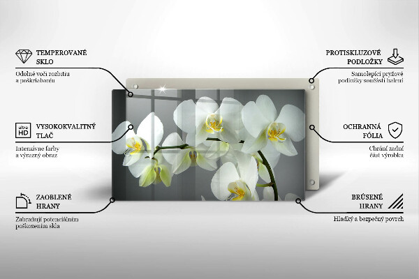 Induction hob protector White orchid flowers