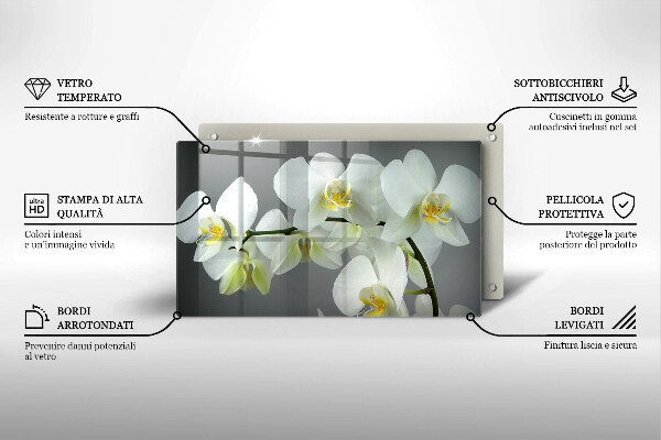 Induction hob protector White orchid flowers