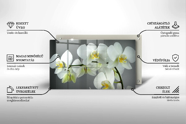 Induction hob protector White orchid flowers