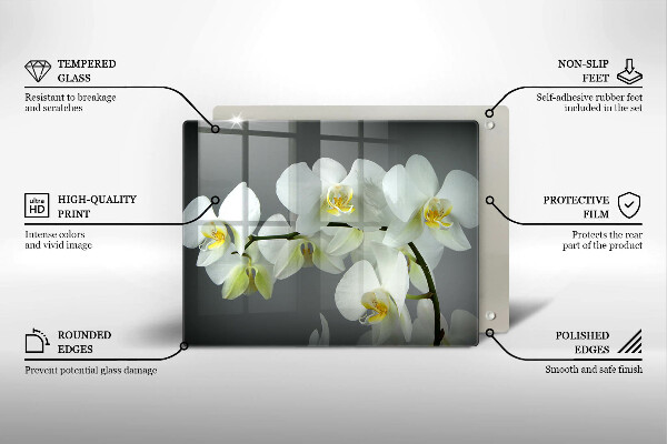 Induction hob protector White orchid flowers